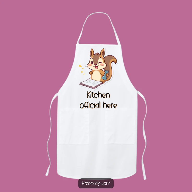 Funny Squirrel Stamping Documents Apron: Cook with Pep & Humor!
