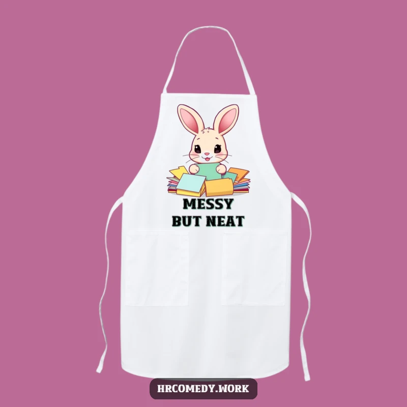 Funny Rabbit Sorting Papers Apron: Cook & Laugh in Style!