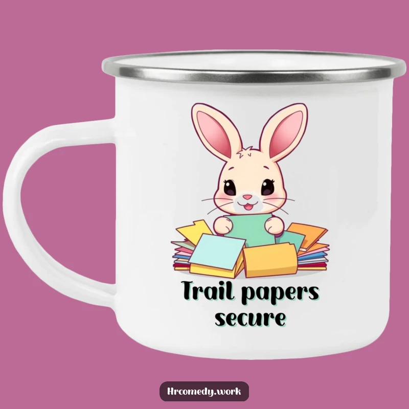 Funny Rabbit Sorting Papers Camping Mug: Adventure & Organization Await!