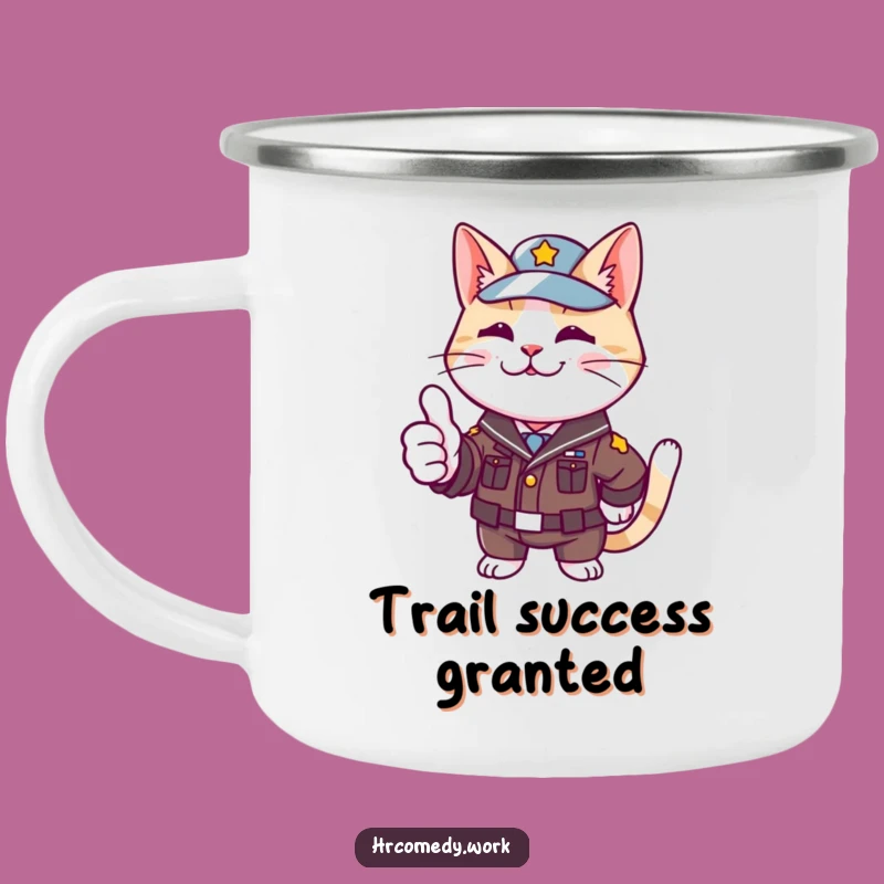 Funny Cat Uniform Camping Mug: Durable Approval for Outdoor Fun