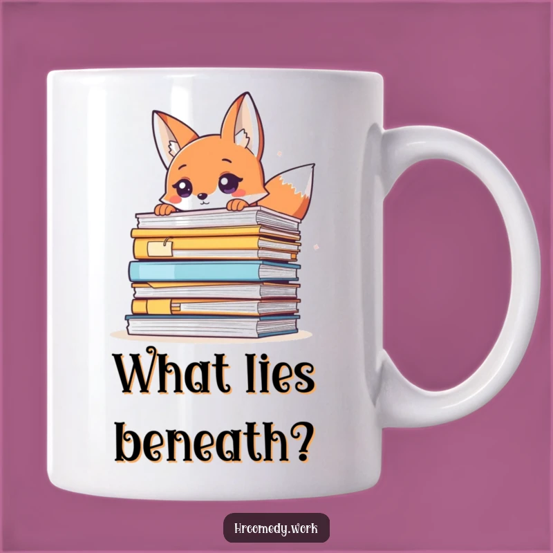 Funny Fox Peeking Files Mug: Hilarious Office Shenanigans Gift!