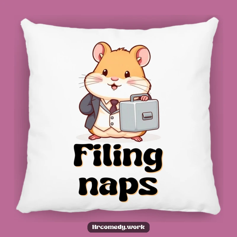 Cozy Hamster Suit Pillow - Tiny Office Filing Cabinet Cushion Gift
