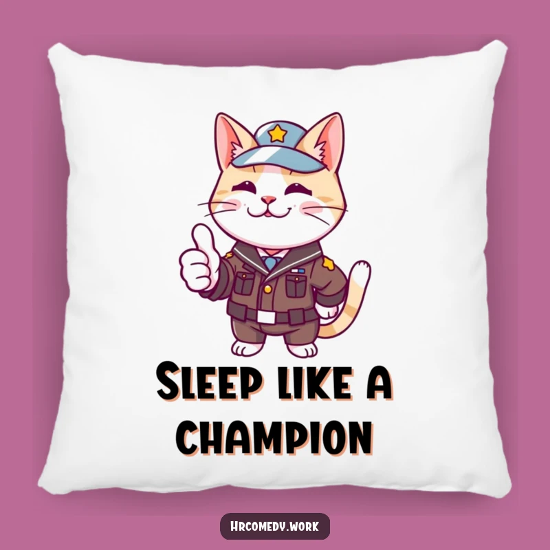 Funny Cat Uniform Pillow: Soft Approval Cushion for Cozy Humor