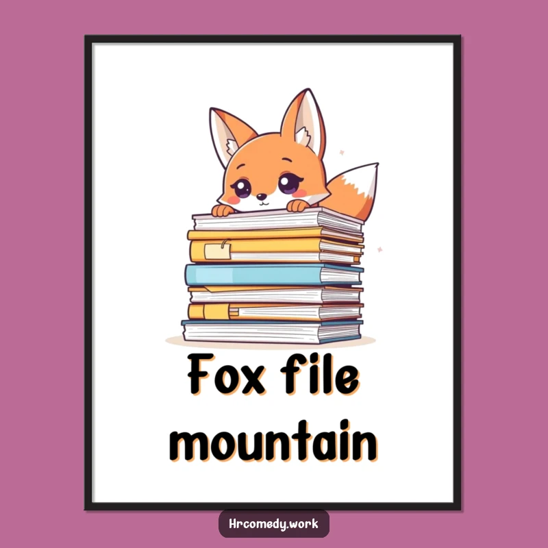 Funny Fox Peeking Files Digital Art Print: Instant Intrigue!