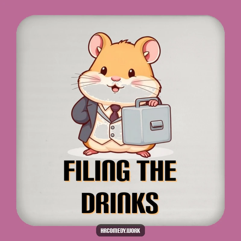 Funny Hamster Suit Coaster - Tiny Office Filing Cabinet Protector Gift