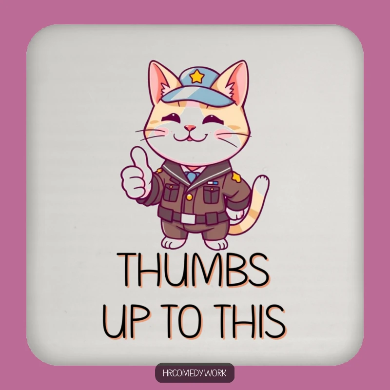 Funny Cat Uniform Coaster: Protect Surfaces with Enthusiastic Approval
