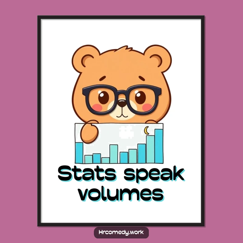 Funny Bear Glasses Poster: Intense Data Visualization Art for Humorous Decor