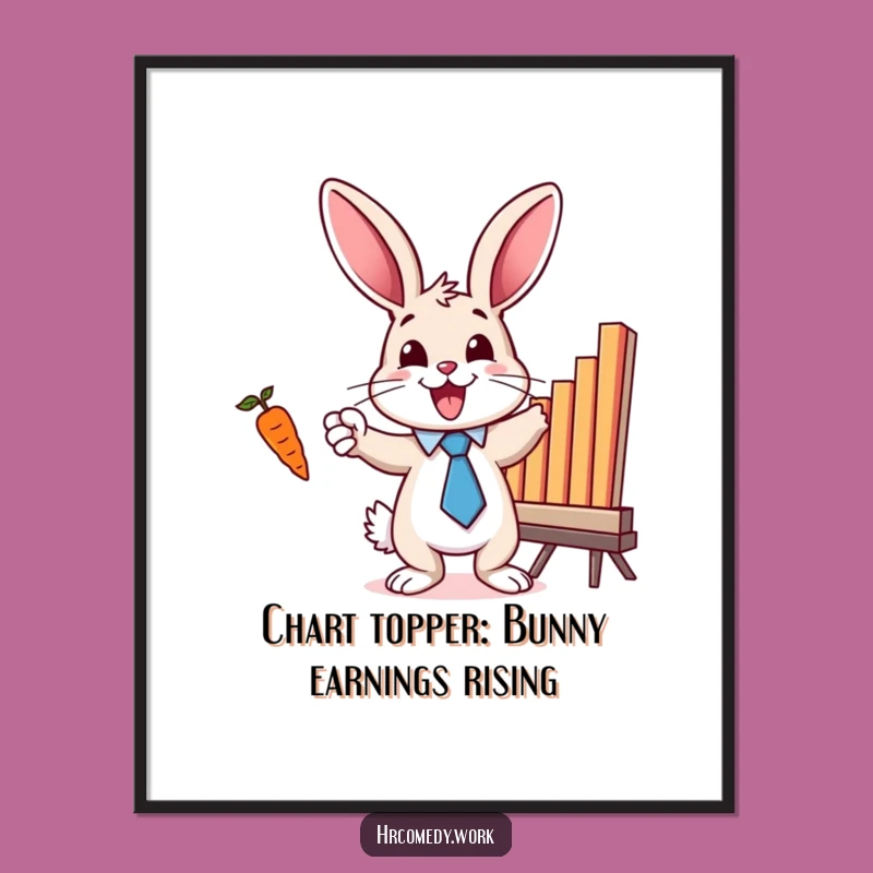 Funny Free Printable Wall Art: Bunny's Chart Success, Quirky Downloadable Decor