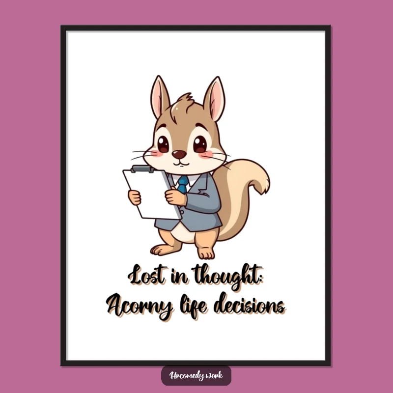 Funny Free Printable Wall Art: Confused Business Squirrel, Quirky Downloadable Decor