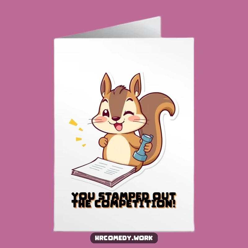 Free Printable Congrats Card: Speedy Squirrel Stamping for a Joyful Downloadable Gift