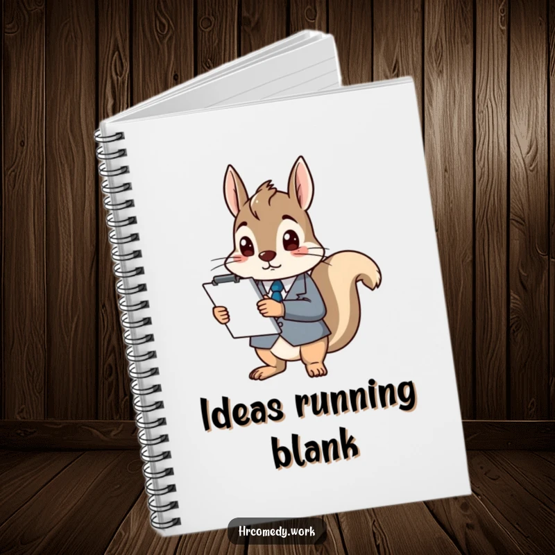 Funny notebook with a squirrel in a suit holding a clipboard, looking confused, perfect for jotting down notes and ideas.